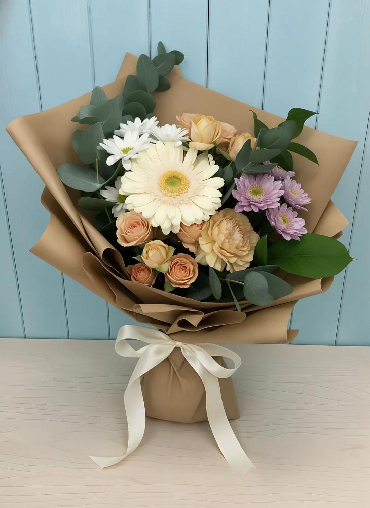 Букет цветов из: Герберы и Хризантемы в Старотитаровской