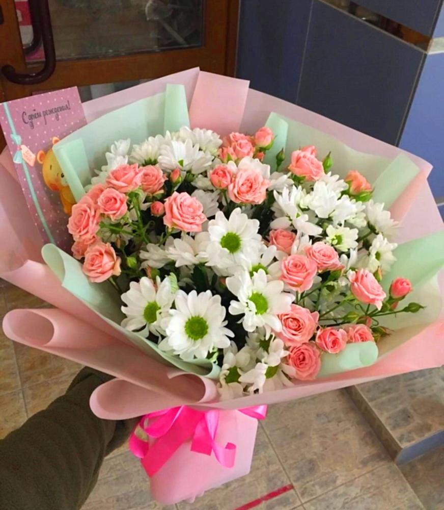 Букет цветов из: Розы и Хризантемы в Старотитаровской