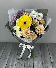 Букет цветов из:  Розы, Герберы и Хризантемы в Старотитаровской