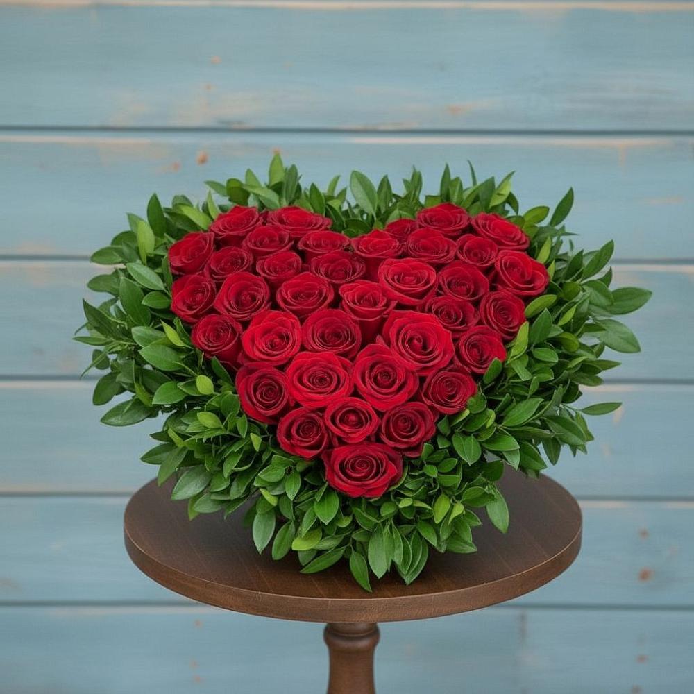 Цветочная композиция из Розы в виде сердца в Старотитаровской