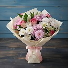 Букет цветов из:  Хризантемы, Альстромерии и Розы в Старотитаровской