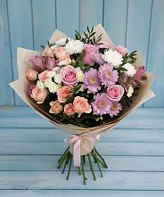 Букет цветов из:  Хризантемы, Розы и Альстромерии в Старотитаровской