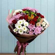 Букет цветов из:  Розы, Хризантемы и Альстромерии в Старотитаровской