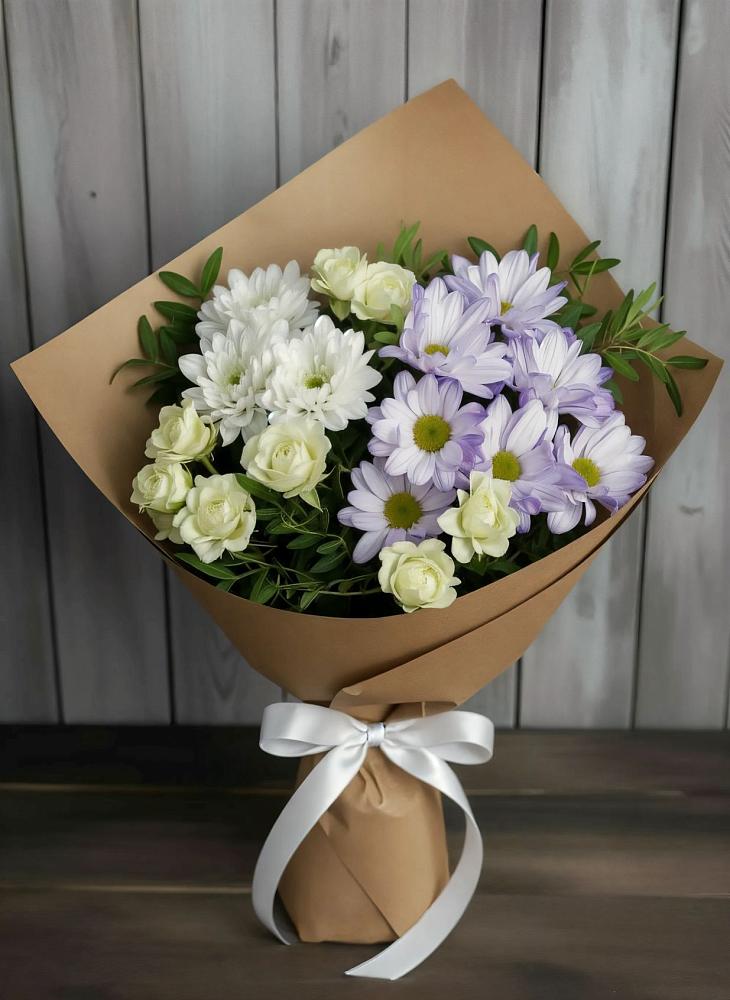 Букет цветов из: Хризантемы и Розы в Старотитаровской